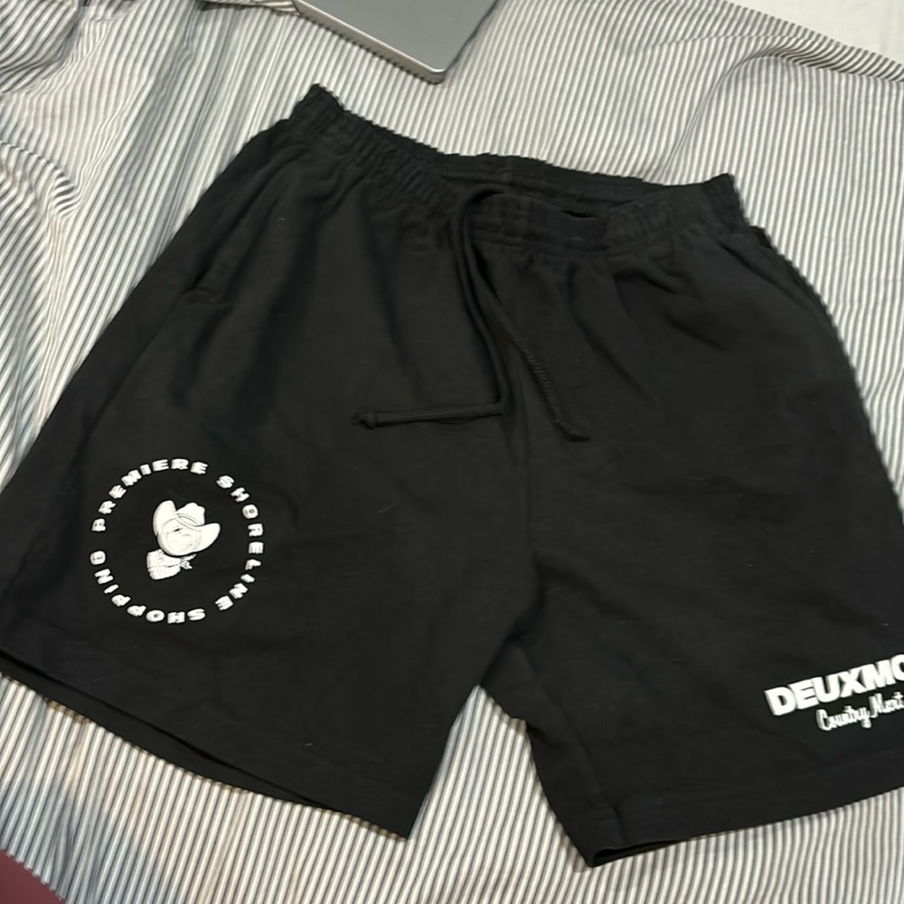 Deuxmoi black sweat shorts size small. Limited edition